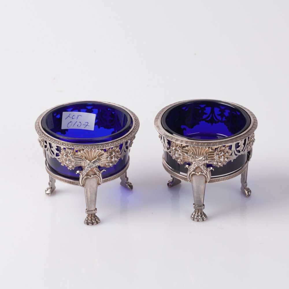 Pair of silver saltcellars. — image 1