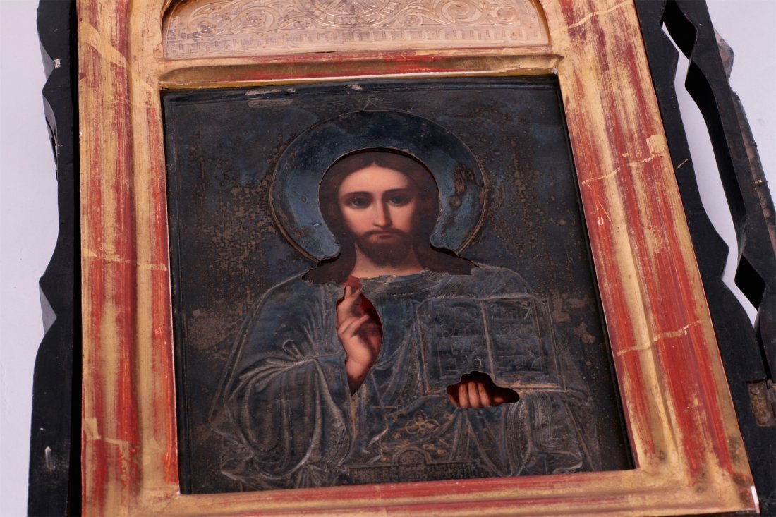 Russian icon of Christ Pantokrator in kiot. — image 3