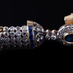 Art Deco style Gold 56 earrings with sapphires and — image 3