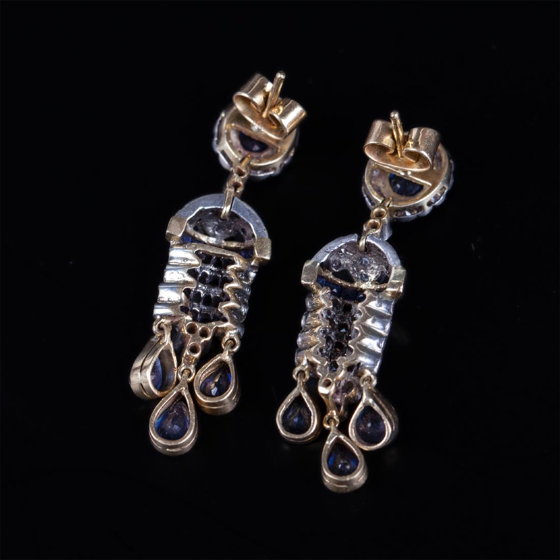 Art Deco style Gold 56 earrings with sapphires and — image 4