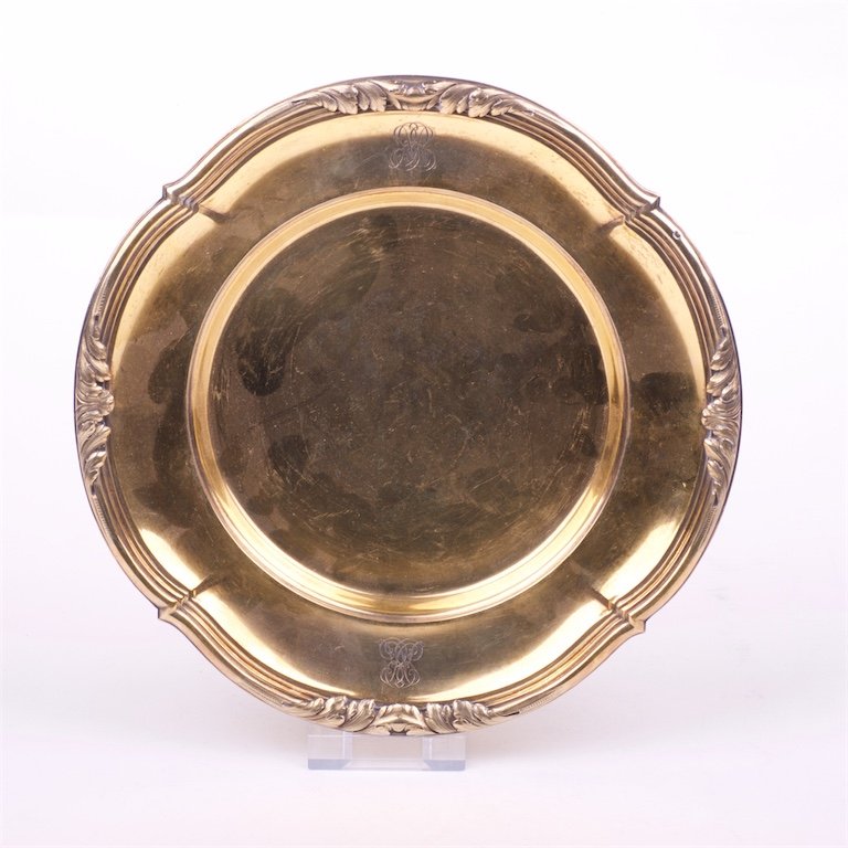 French silver gold-plated tray. — image 1