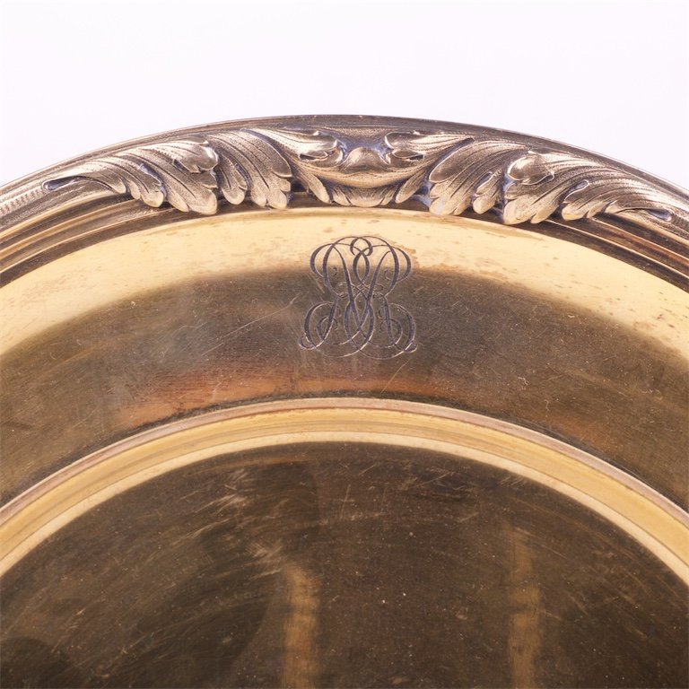 French silver gold-plated tray. — image 2