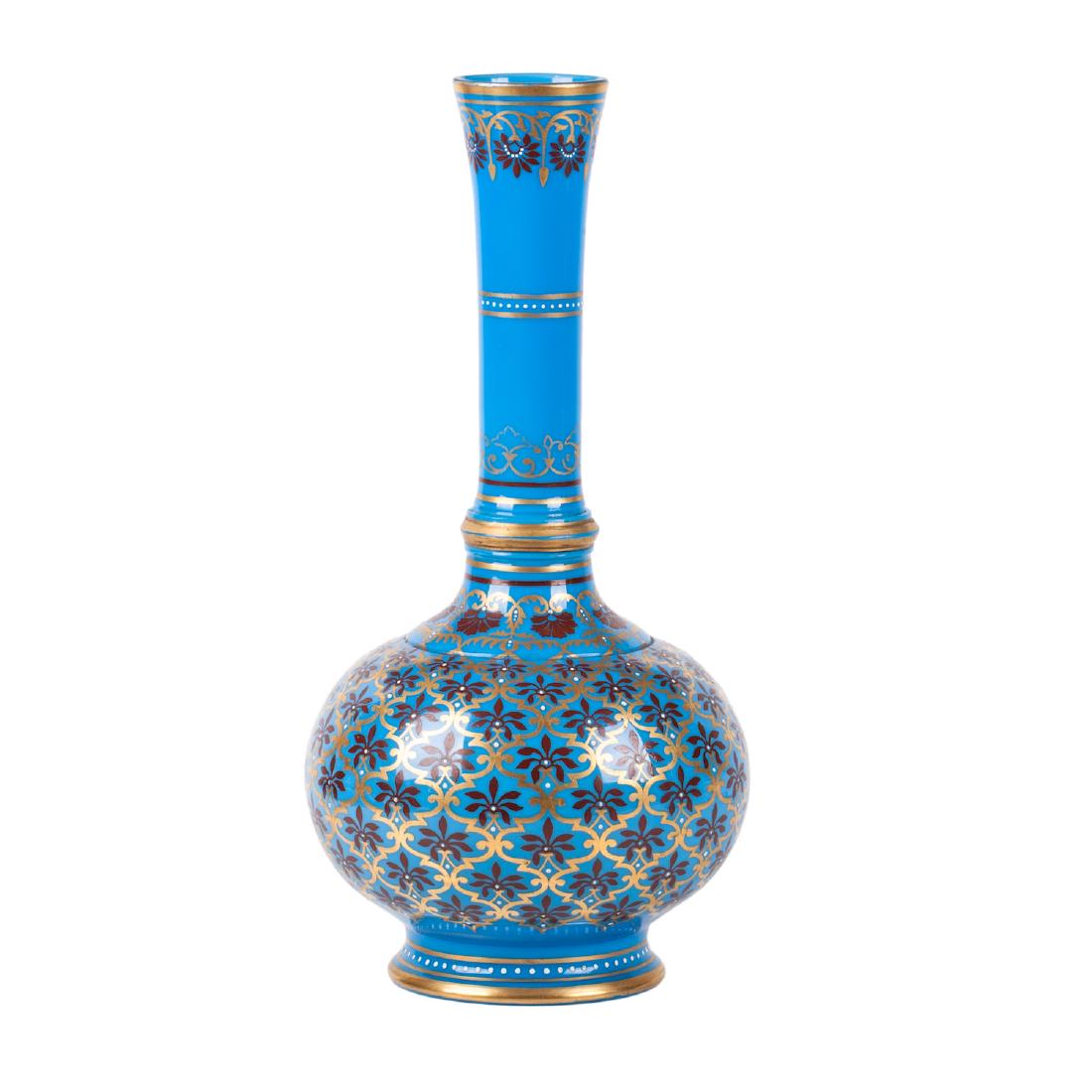 Grand Russian glass vase with enamel paintings — image 1