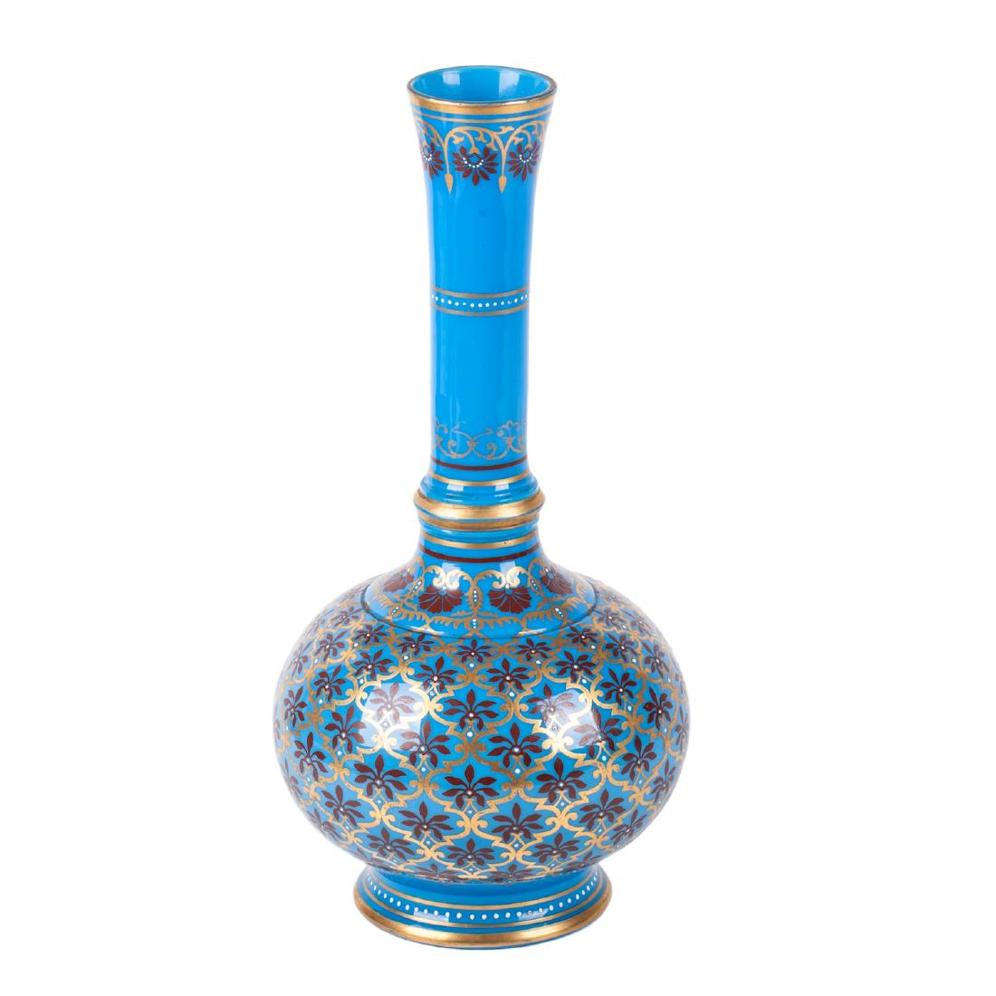Grand Russian glass vase with enamel paintings — image 2