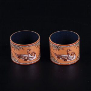 Rare boxed Hermes enamel napkin rings with ducks scene — image 2