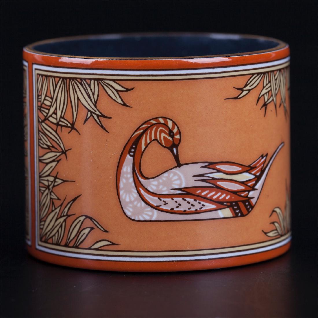 Rare boxed Hermes enamel napkin rings with ducks scene — image 4