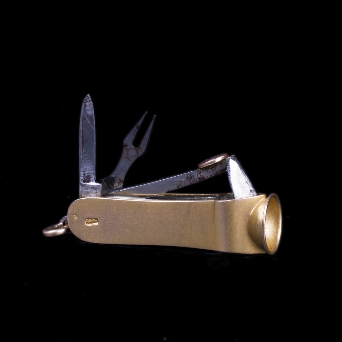 Russian gold and steel cigar cutter — image 1
