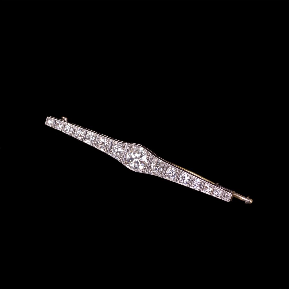 Antique Latvian gold and platinum diamond brooch — image 1