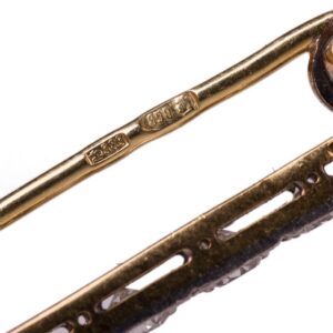 Antique Latvian gold and platinum diamond brooch — image 4