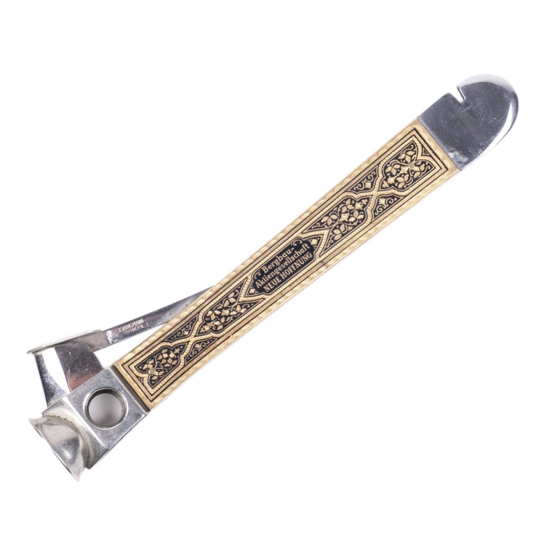 Antique steel cigar cutter with engravings — image 1