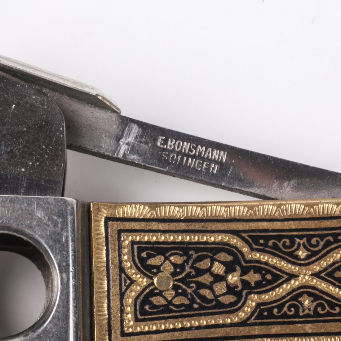 Antique steel cigar cutter with engravings — image 3