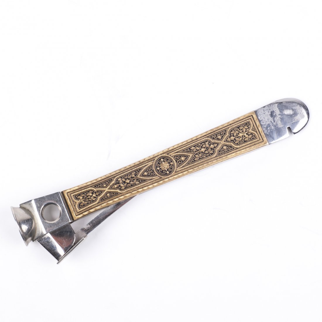 Antique steel cigar cutter with engravings — image 4