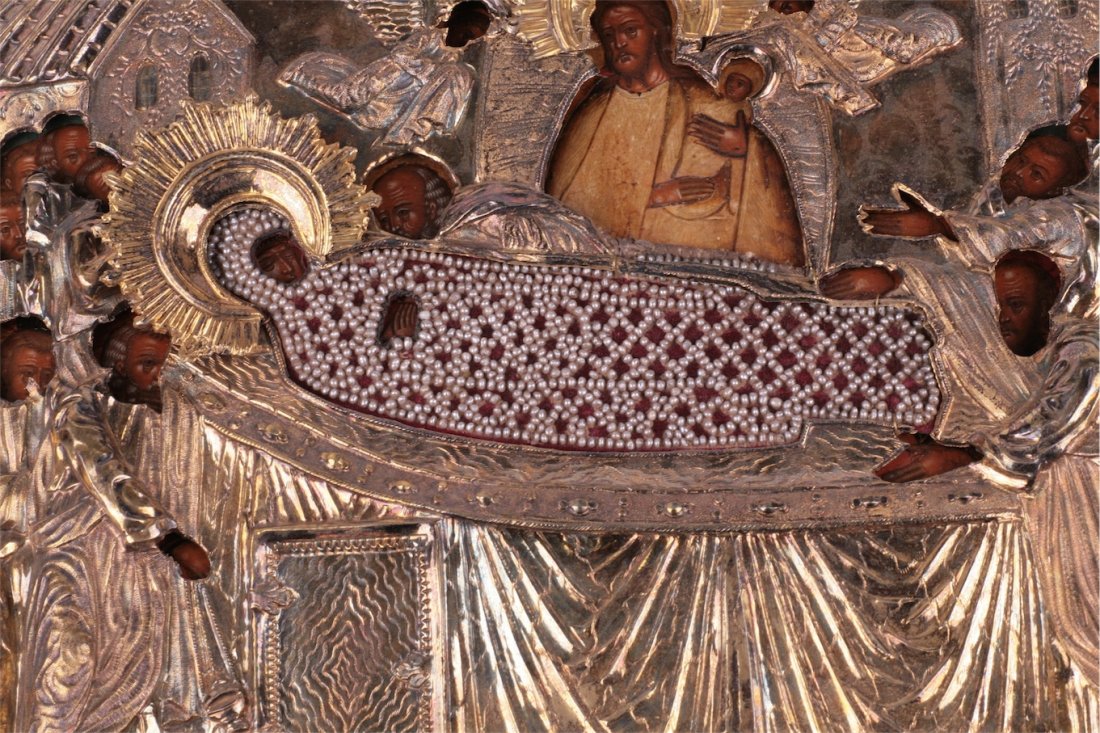 Rare Russian icon of Mother of God assumption. — image 6