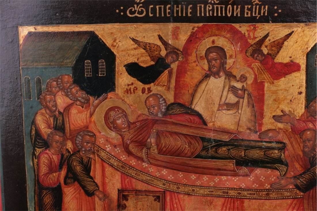 Rare Russian icon of Mother of God assumption. — image 9