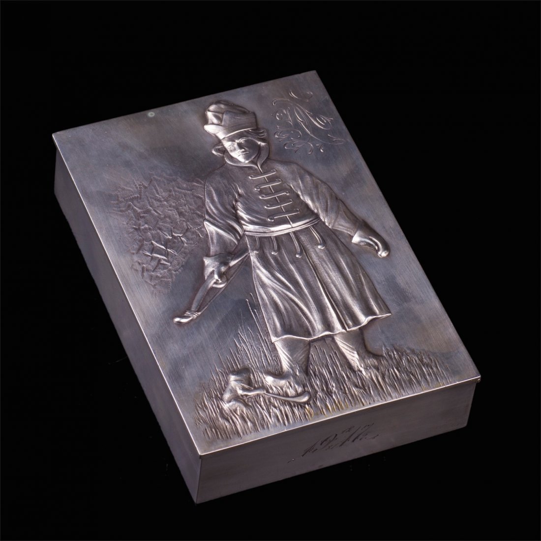 Russian style silver-gilt cigar box "Ivan Tsarevitch" — image 1