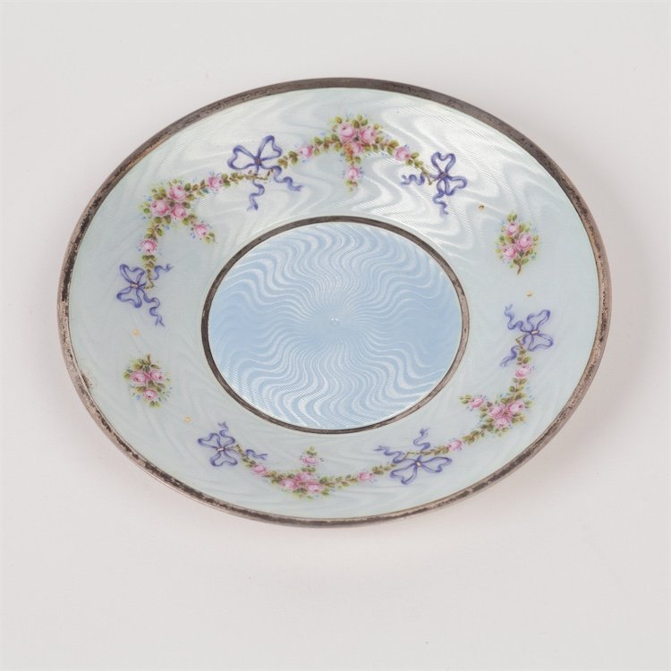 French silver coffee cup with saucer with nice detailed — image 2