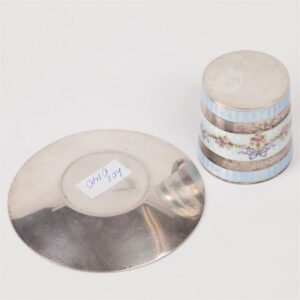 French silver coffee cup with saucer with nice detailed — image 4