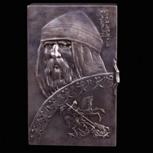 Russian style silver-gilt cigar box with Bogatyr's — image 2