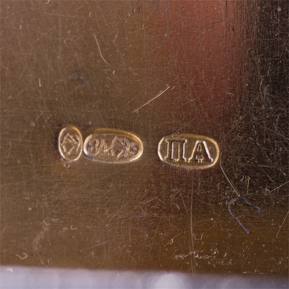 Russian style silver-gilt cigar box with Bogatyr's — image 4