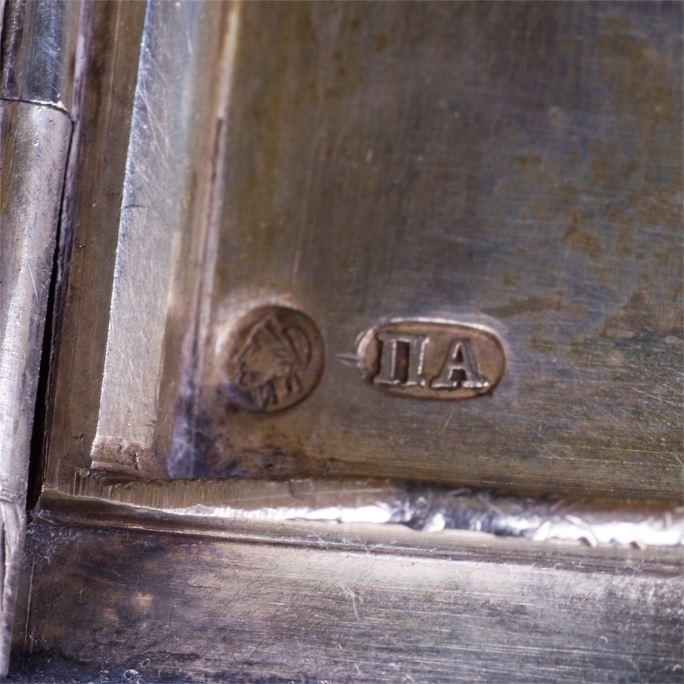 Russian style silver-gilt cigar box with Bogatyr's — image 6