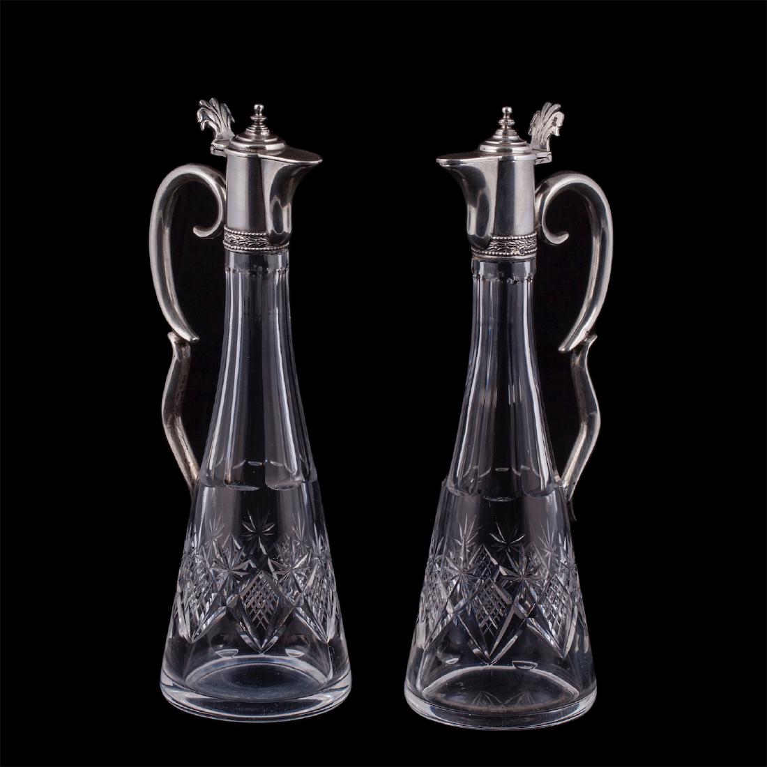 A pair of Russian silver and cut-glass decanters — image 1