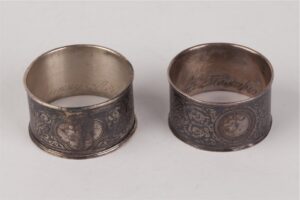 Pair of napkin rings. Silver, niello. Moscow, circa — image 2