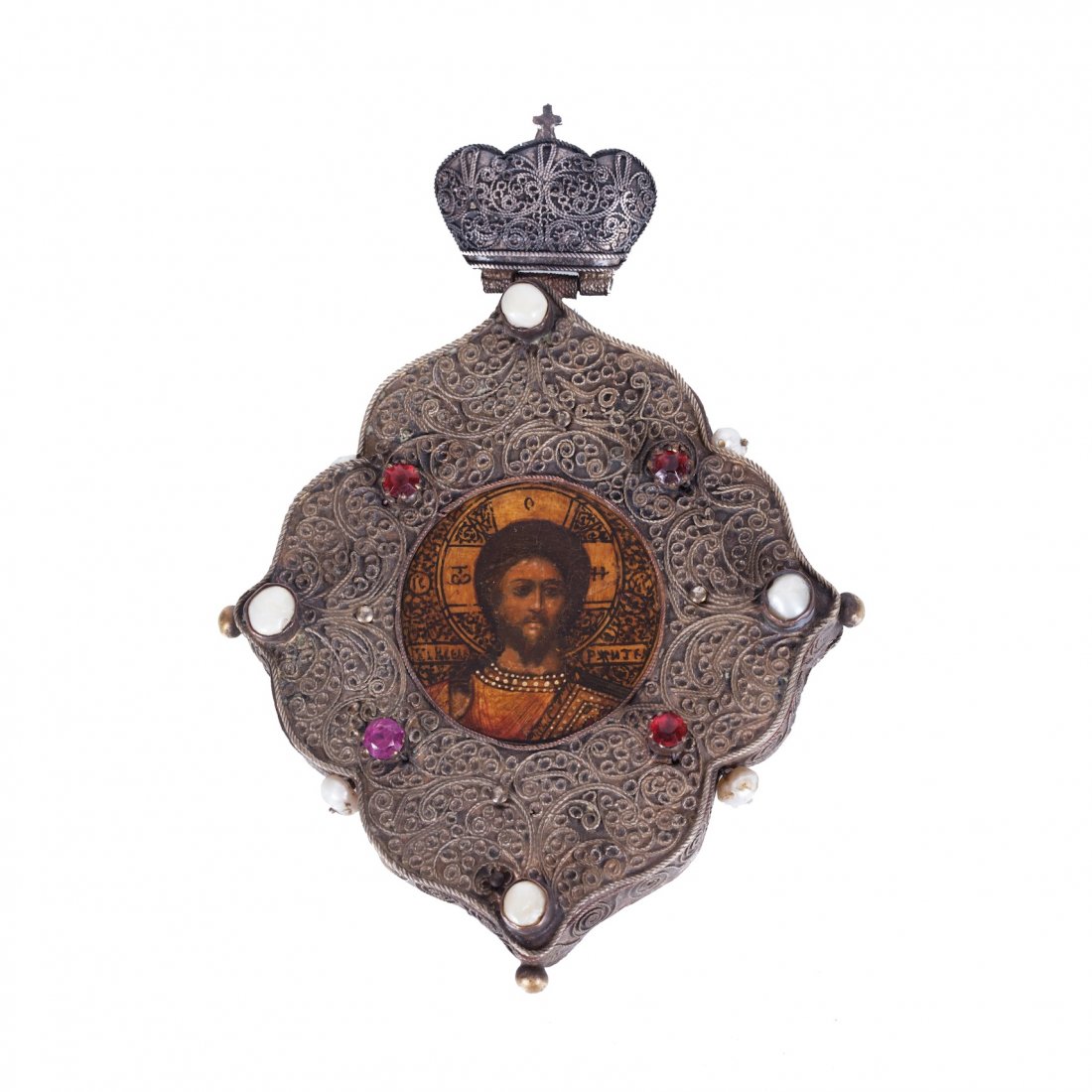 Russian panagia with Christ in 16th icon painting — image 1