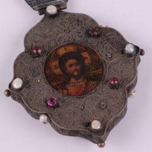 Russian panagia with Christ in 16th icon painting — image 4