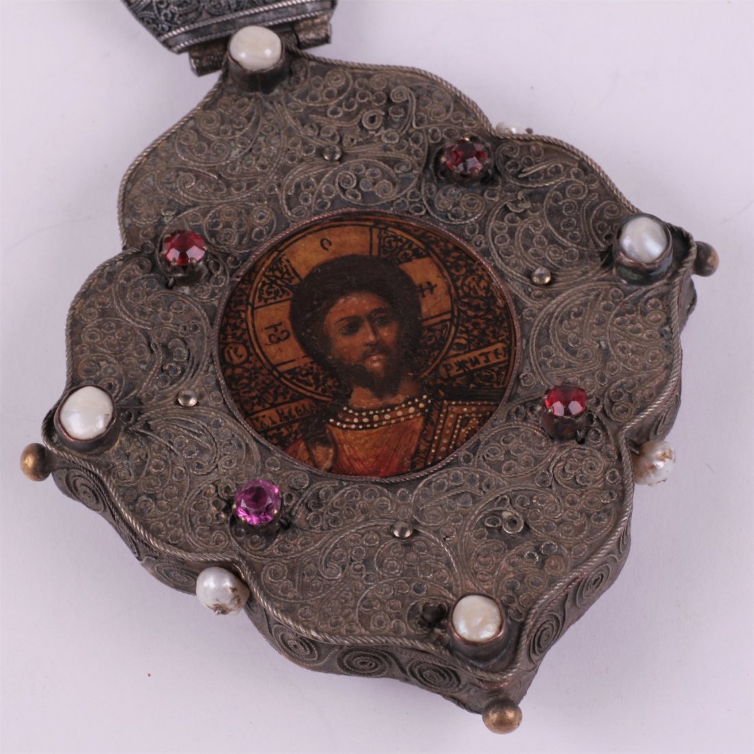 Russian panagia with Christ in 16th icon painting — image 4