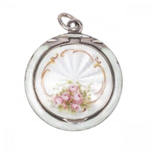 Small antique silver and enamel powder box — image 1