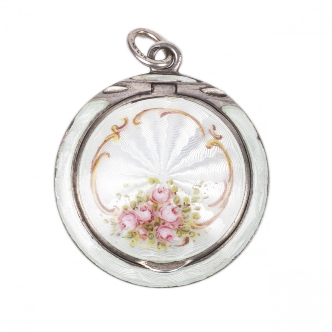 Small antique silver and enamel powder box — image 1