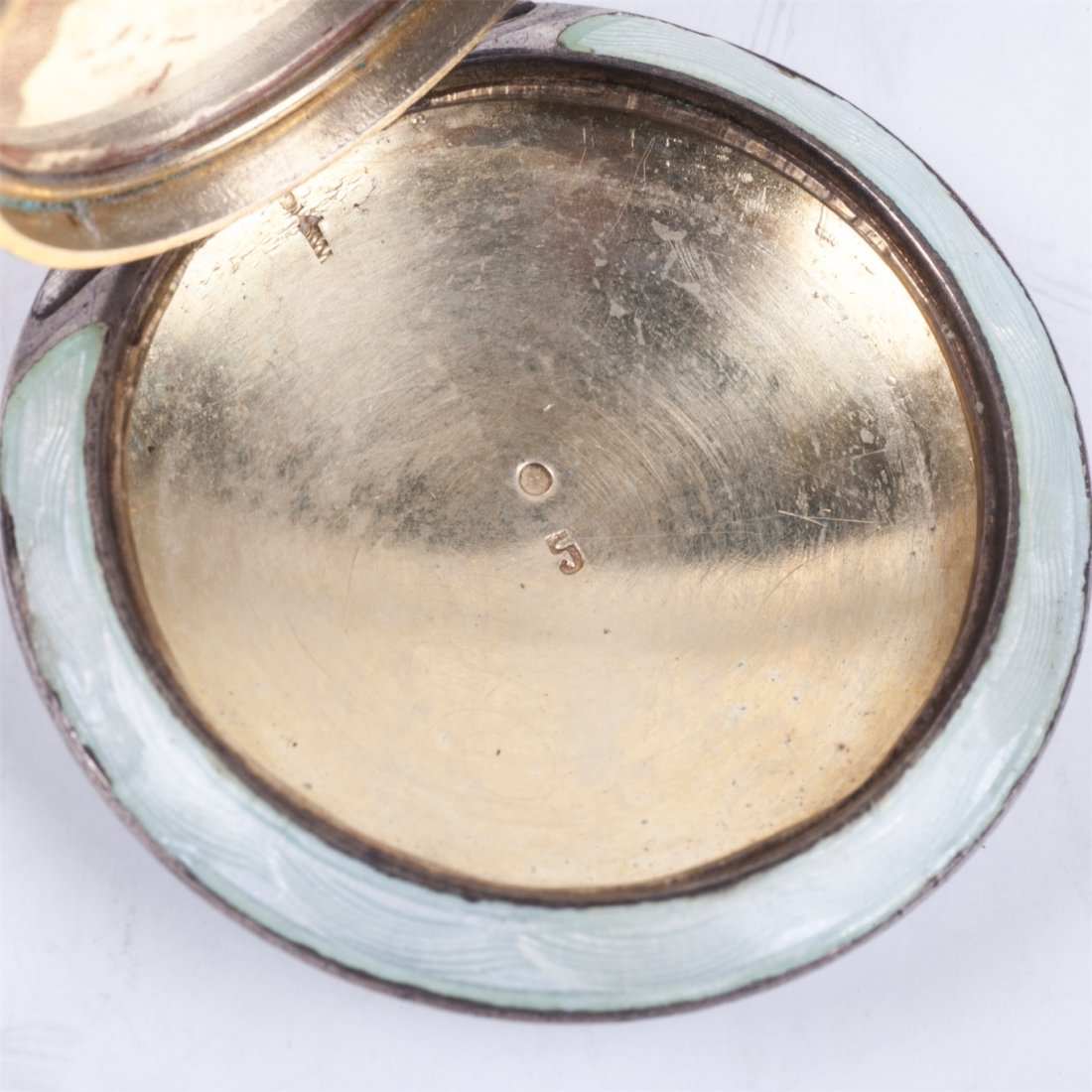 Small antique silver and enamel powder box — image 5