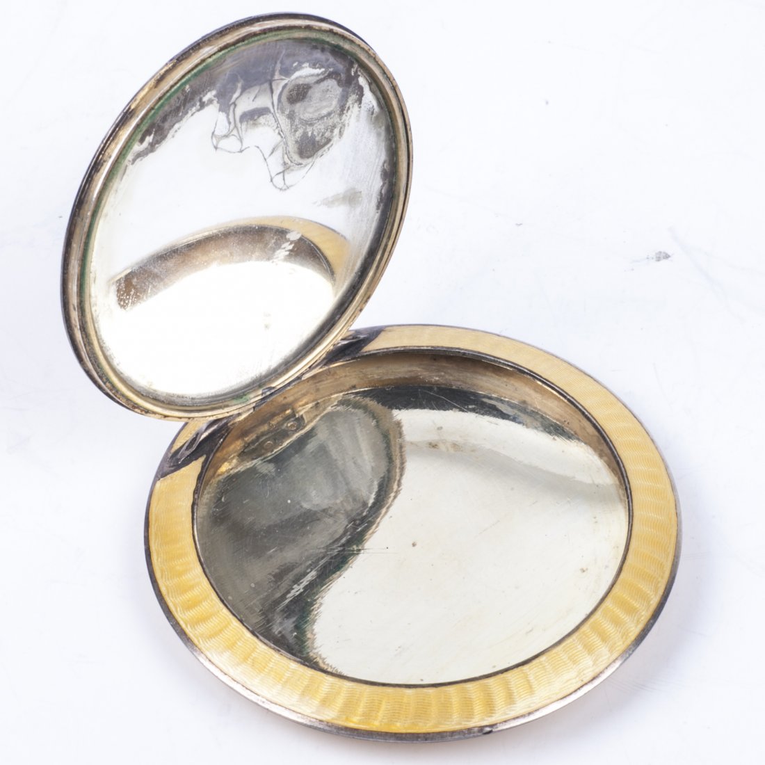 Antique Austrian silver and yellow enamel powder box — image 3