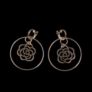 Gold Chanel Timeless Camellia hoop earrings — image 1