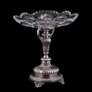 Russian engraved silver and cut-glass candy vase — image 1