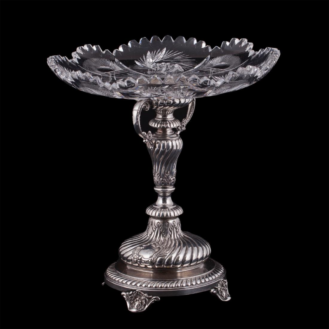 Russian engraved silver and cut-glass candy vase — image 1