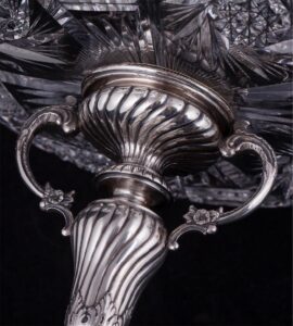 Russian engraved silver and cut-glass candy vase — image 4