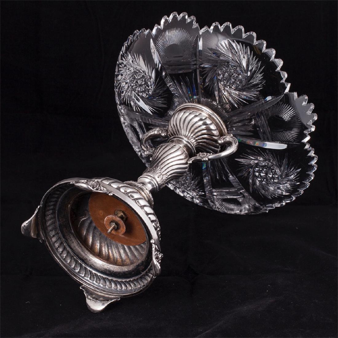 Russian engraved silver and cut-glass candy vase — image 5