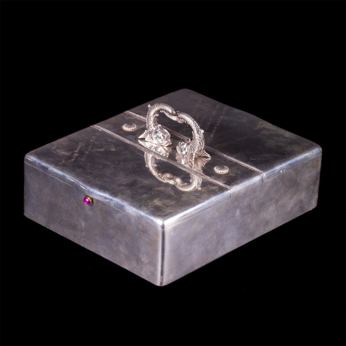 Grand W.A. Bolin neoclassical style silver cigar box — image 1