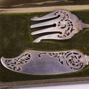 Silver serving set ot 2 pieces in a box. French. — image 2