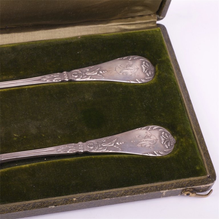 Silver serving set ot 2 pieces in a box. French. — image 3
