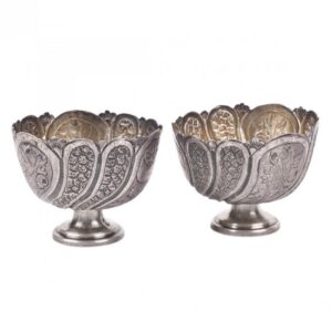 Antique Turkish silver Zarf pair stands for egg — image 1