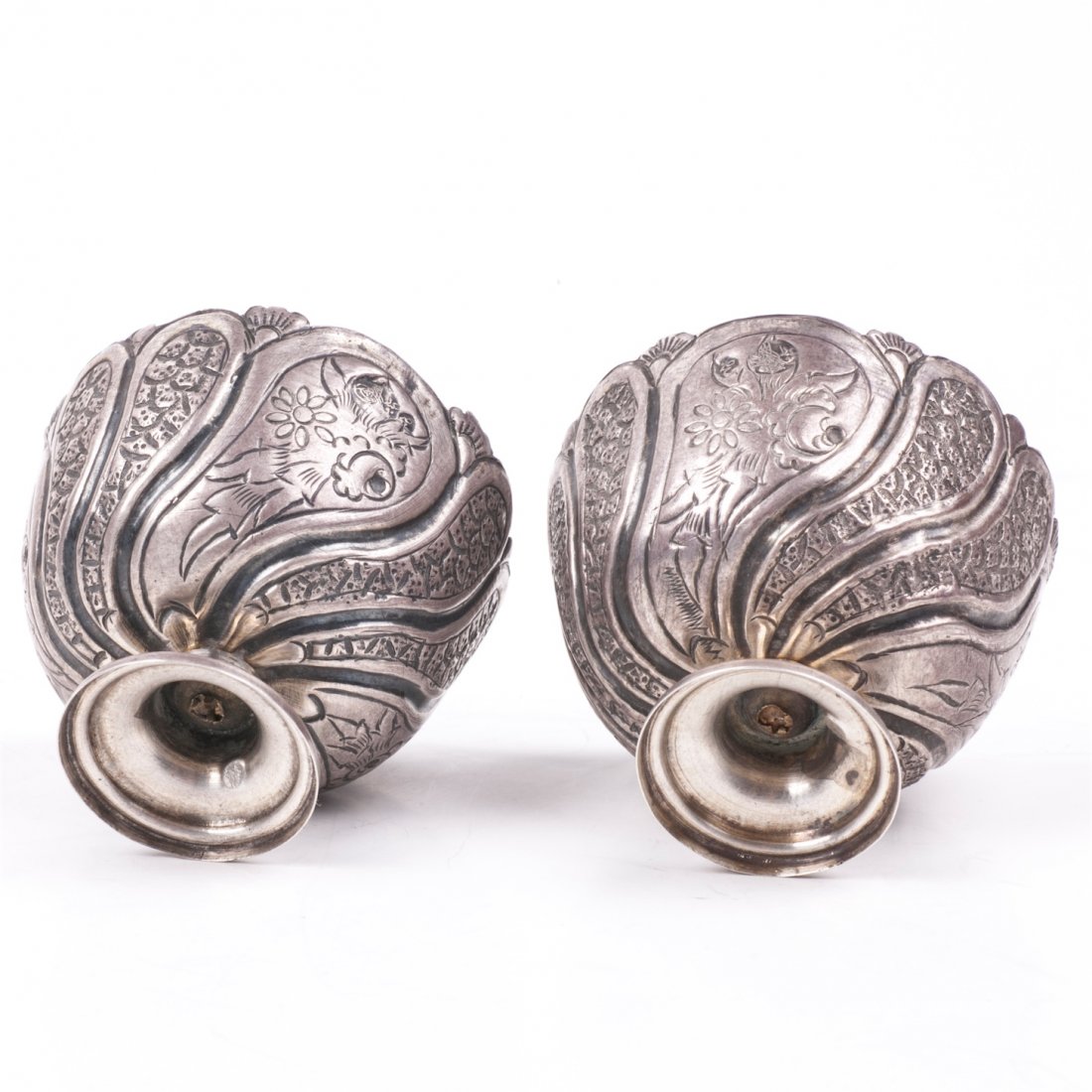 Antique Turkish silver Zarf pair stands for egg — image 3