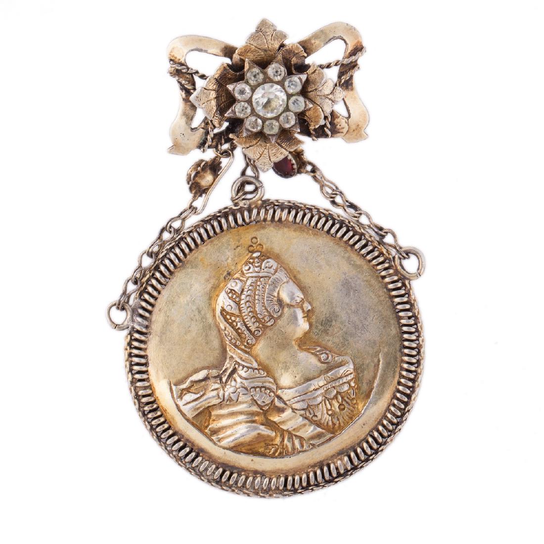 Dukach (Ukrainian brooch with medal). 18th century — image 1