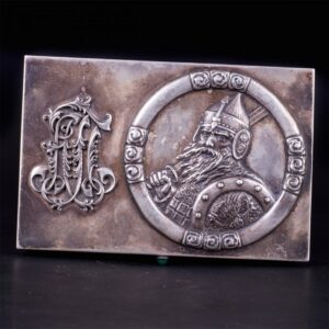Fine Faberge silver cigar box with Bogatyr — image 3