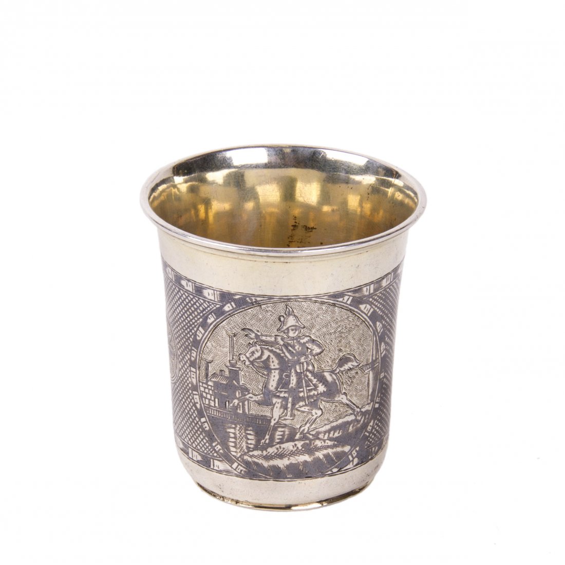 Russian silver-gilt beaker depicting Napoleon & — image 1