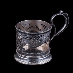 V.Morozov engraved silver ajour teaglass holder — image 1