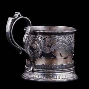 V.Morozov engraved silver ajour teaglass holder — image 3