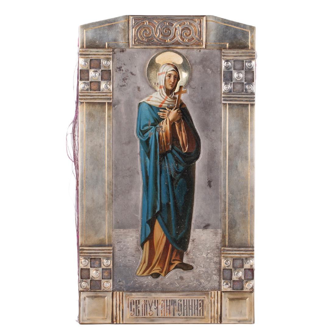 Rare Russian Art Nouveau icon of Saint Antonina — image 1