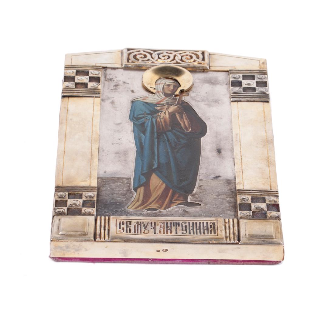 Rare Russian Art Nouveau icon of Saint Antonina — image 4